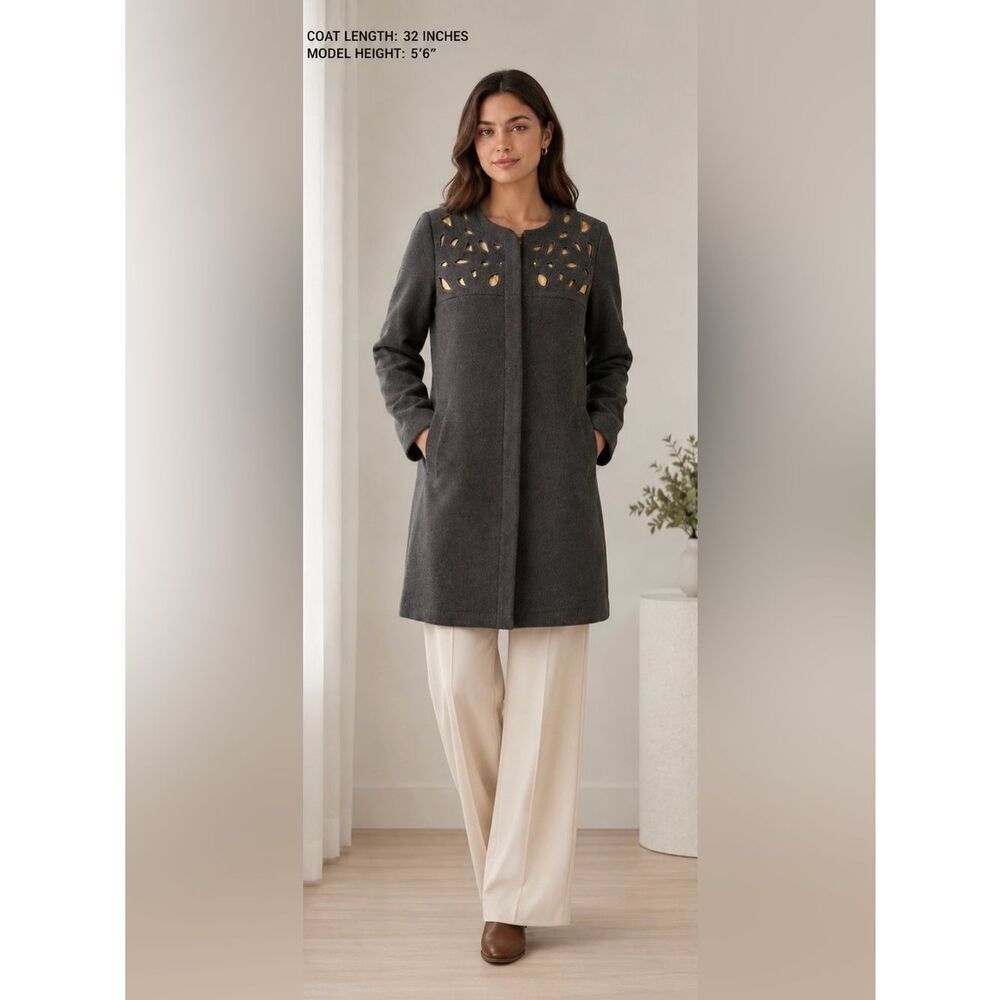 Soft Surroundings Wool Laser Cutout Duster/Coat